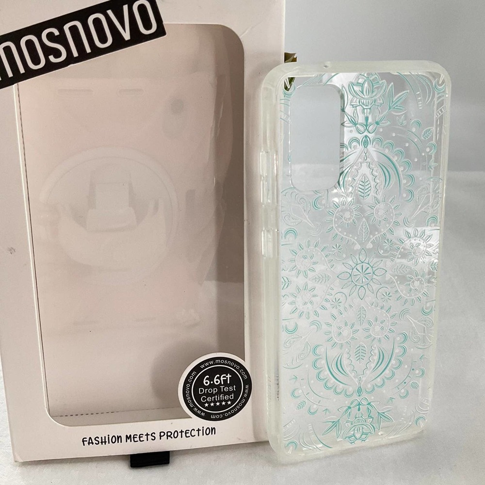 Mosnovo Phone Case For Samsung Galaxy S20, Aqua and White